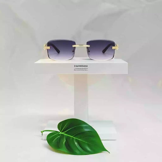 DESIZER Retro Rimless Sunglasses Rectangle Vintage Cutting Rimless Square Men Uv400 Driving Sun Glasses