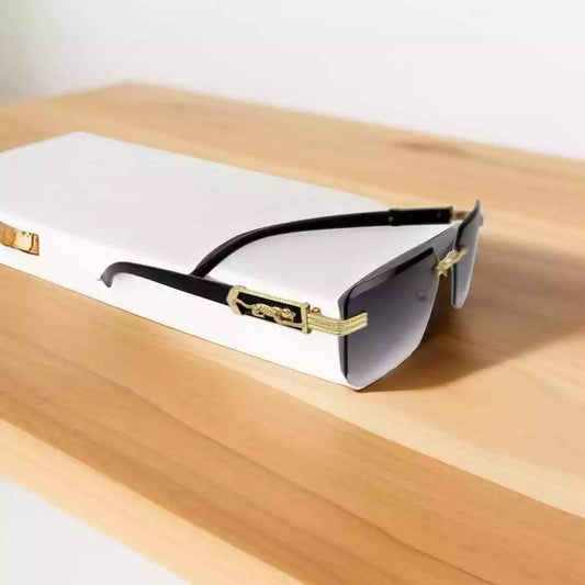 DESIZER Retro Rimless Sunglasses Rectangle Vintage Cutting Rimless Square Men Uv400 Driving Sun Glasses