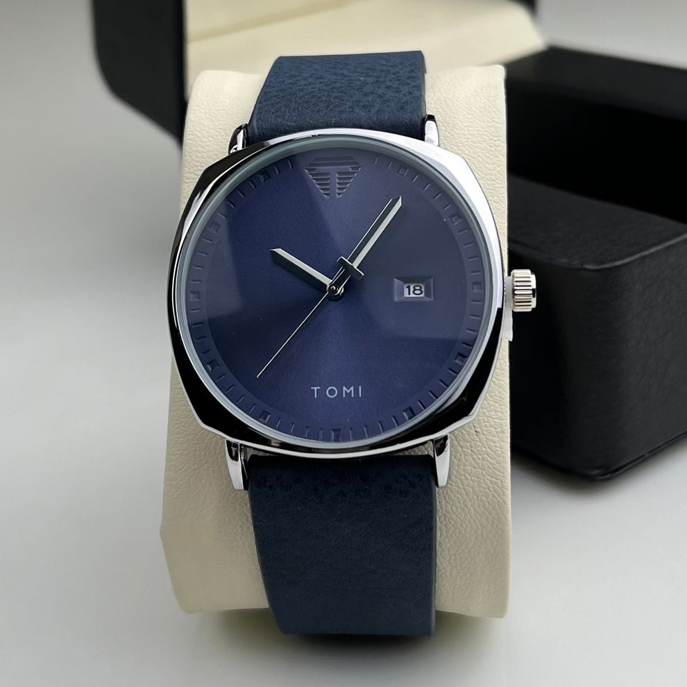 TOMI T-044 Men's Watch Quartz Date Leather Straps