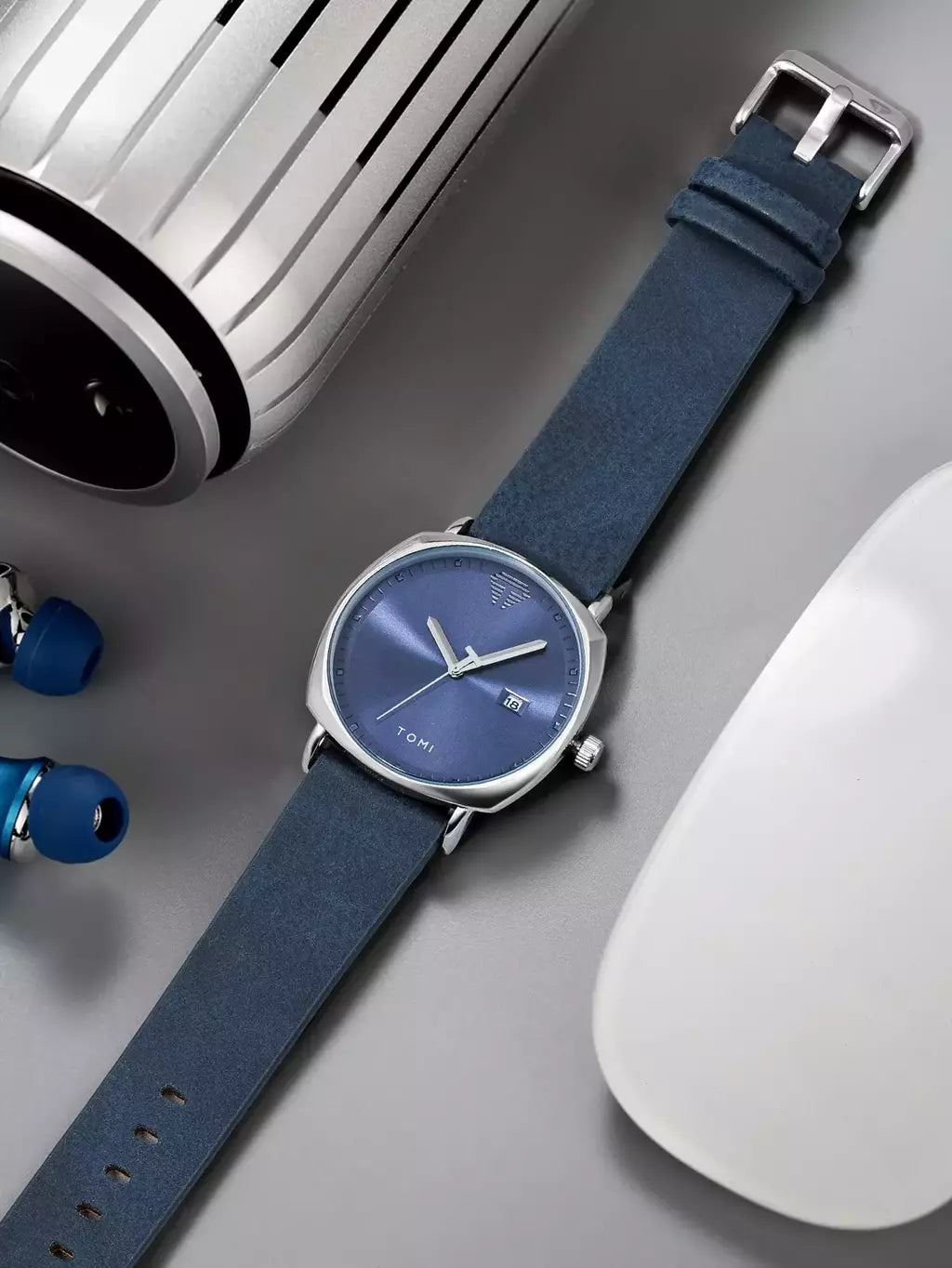 TOMI T-044 Men's Watch Quartz Date Leather Straps